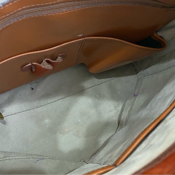 Vintage BRAHMIN Pecan Toasted Almond  Embossed Croc Leather Shoulder Purse Bag - Picture 14 of 16